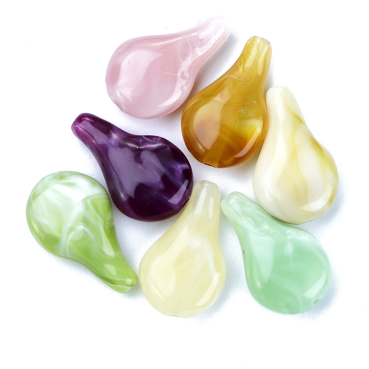 Vintage Gradient Gourd Acrylic Beads 19mm Imitation Jade 100pcs