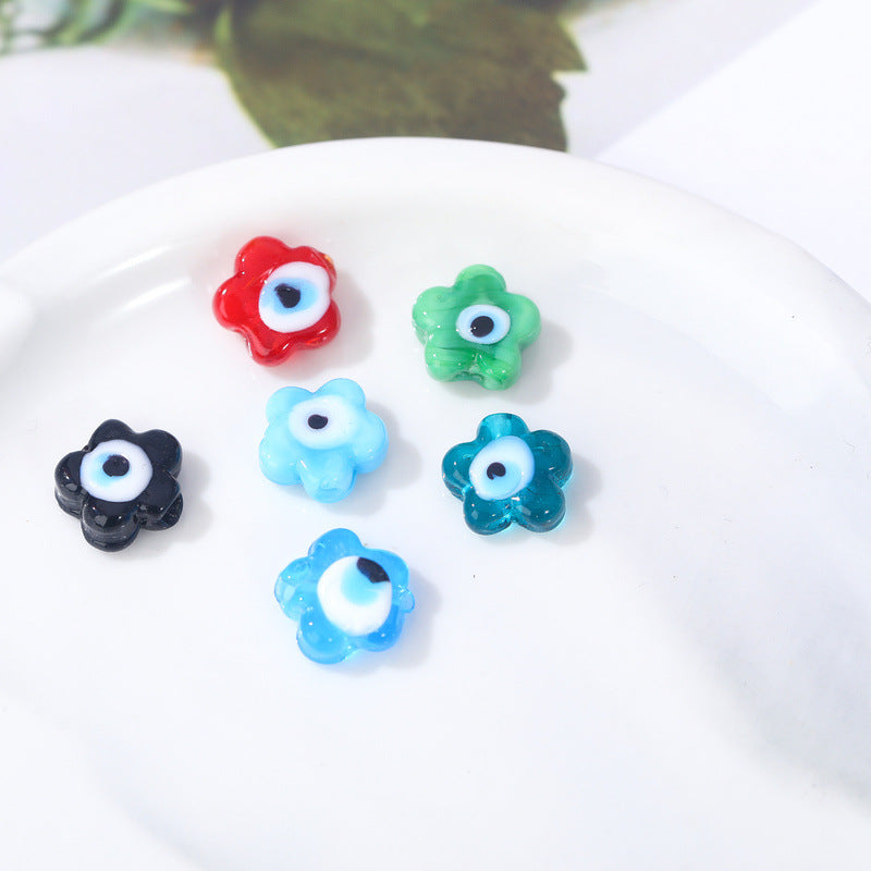 Lampwork Glass Beads Flower Shape 12mm Colorful Evil Eye 50pcs 4