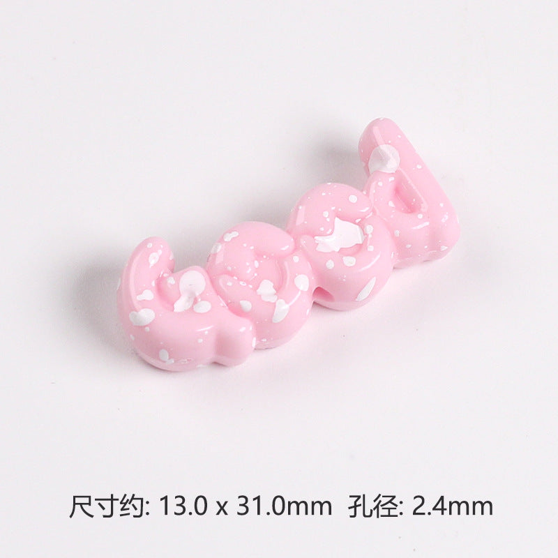 Painted Plate Acrylic Beads 31mm Splash Ink Good Word 20pcs 7