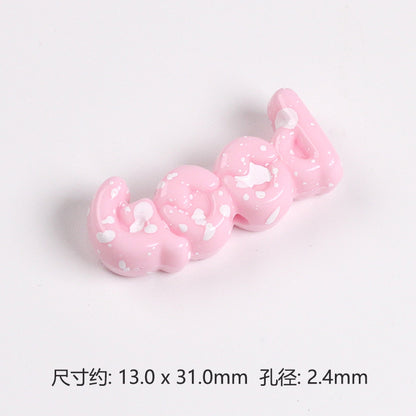 Painted Plate Acrylic Beads 31mm Splash Ink Good Word 20pcs 7