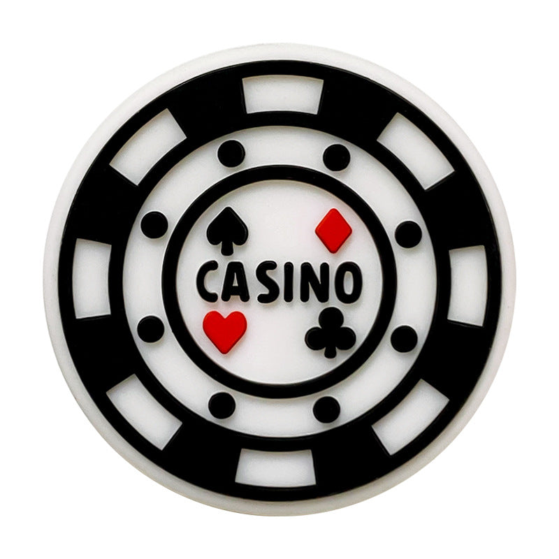 Silicone Focal Beads Casino Chip With Casino Text 20pcs 5