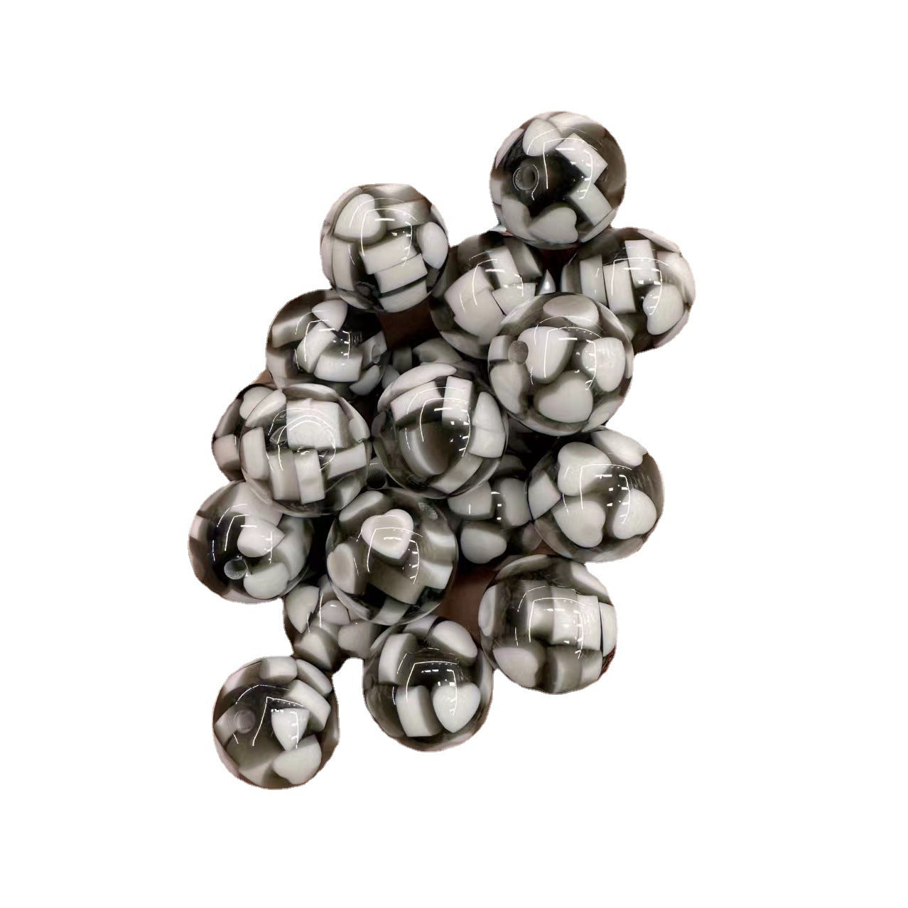 Tiny Heart Embeded Resin Beads 16mm Glossy Mixed Colors 20pcs 3