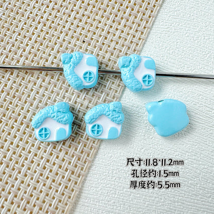 Baking Painted House and Camera Metal Beads 11mm 15mm Pastel Colors 20pcs 8