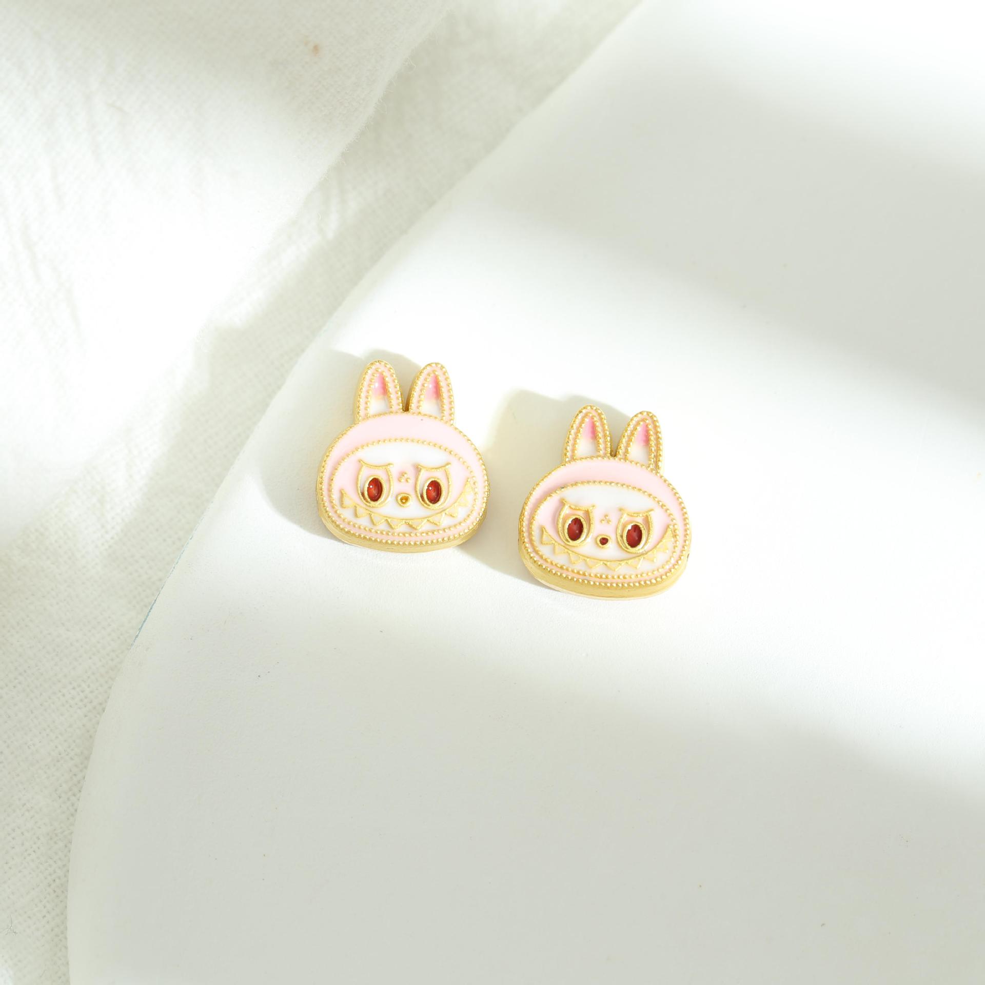 Bunny Metal Beads 12mm Color Retaining Enamel Zinc Alloy 10pcs 3