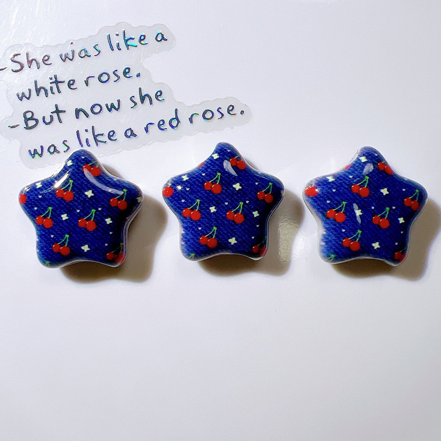 Denim Blue Star Acrylic Beads 26mm Glossy Red Accents 10pcs 11