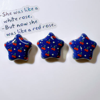 Denim Blue Star Acrylic Beads 26mm Glossy Red Accents 10pcs 11