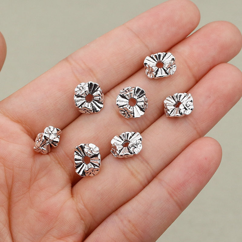 Alloy Flower Wavy Ring Spacer Beads 10mm 40pcs 4