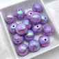 Plating Round Acrylic Beads 16mm UV Tennis Design 100pcs 9