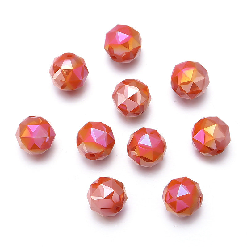 Faceted Round Glass Beads 10mm Cut Surface Multicolor 20pcs 9