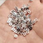 Brass Square Spacer Beads Geometric Silver Tone 100pcs 20