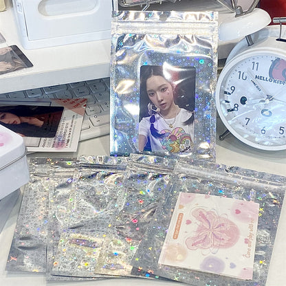 Holographic Star Pattern Aluminum Film Zip Lock Plastic Bags 50pcs 10x15cm