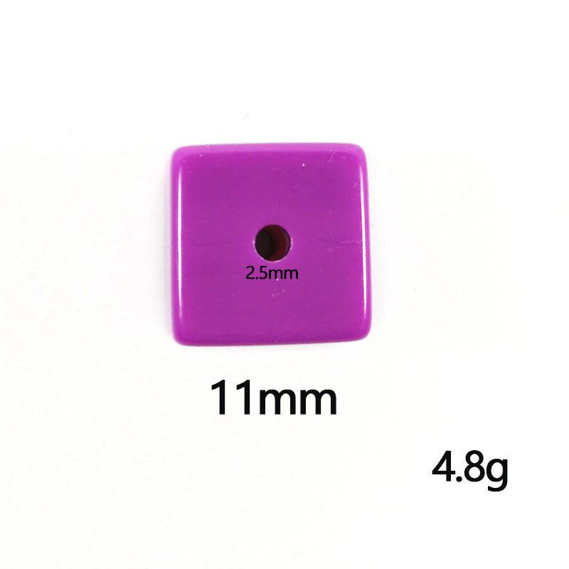 Square Acrylic Beads 11mm Solid Color Heart Star Pattern 20pcs 4