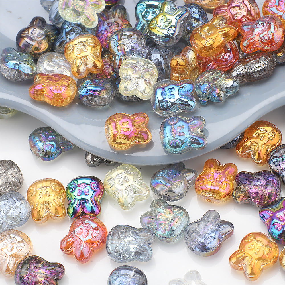 Plating Bunny Head Glass Beads 12mm Iridescent 30pcs 3