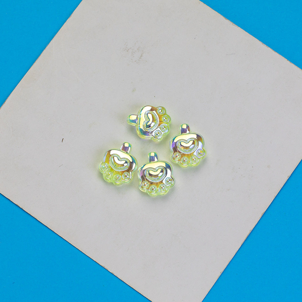 Transparent Plating Bear Paw Acrylic Beads 16mm Iridescent 20pcs 11