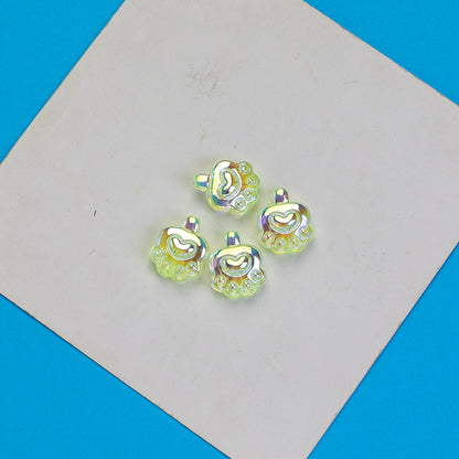 Transparent Plating Bear Paw Acrylic Beads 16mm Iridescent 20pcs 11