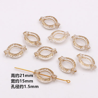 Vintage Baroque Flower Acrylic Beads Gilded Transparent 10pcs 3