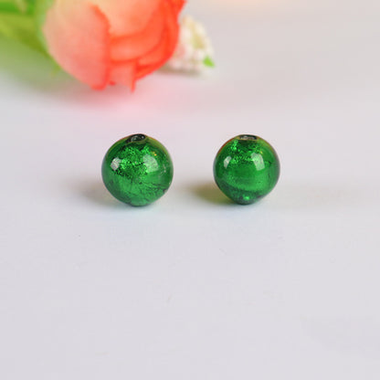 Lampwork Glass Beads Round 10 12mm Silver Foil Colorful 5pcs 12