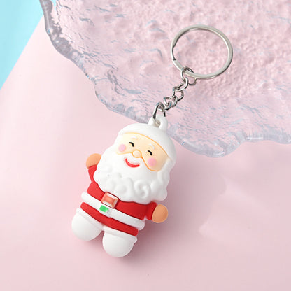 PVC Christmas Santa Claus Snowman Keychain Festive Holiday Charm 12