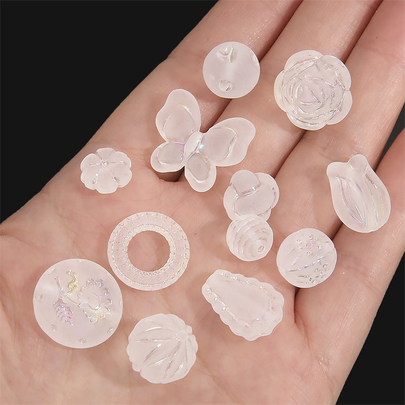 Semi-transparent Frosted Acrylic Beads Matte Finish Mixed Shapes 2