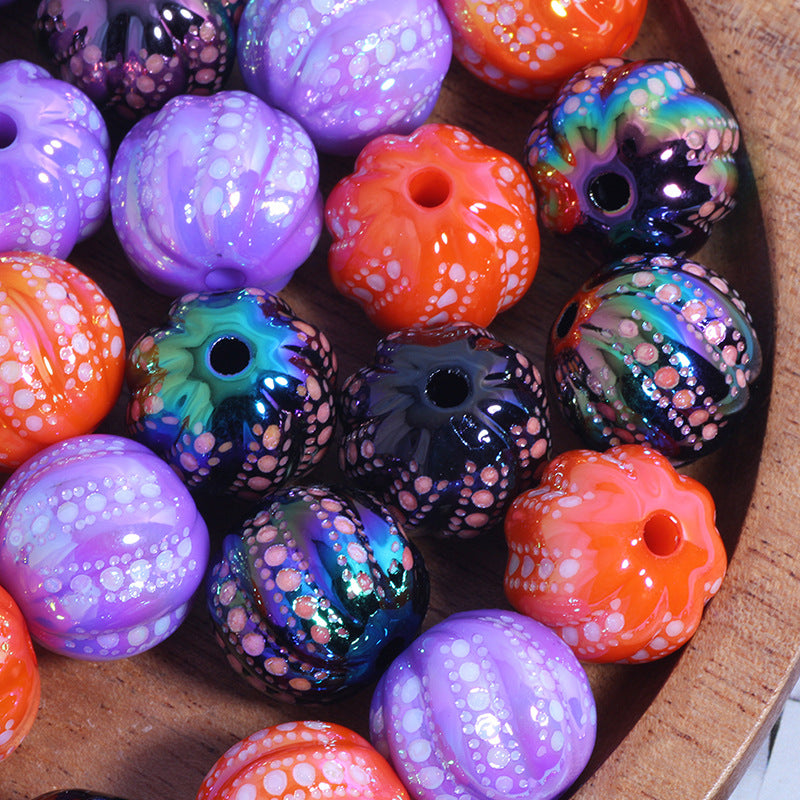 Plating Round Acrylic Beads 16mm Watermelon Texture 20pcs 6