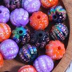 Plating Round Acrylic Beads 16mm Watermelon Texture 20pcs 6