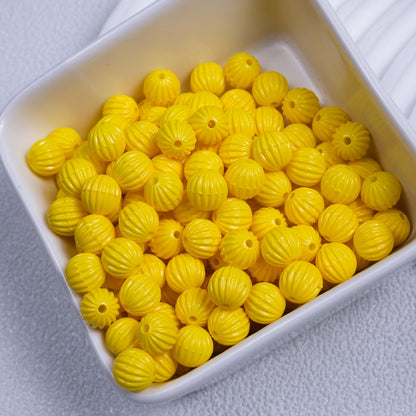 Painted Pumpkin Acrylic Beads 9mm Striped Bright Colors 100pcs 5