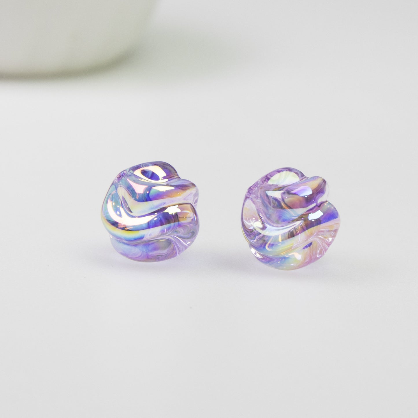 Transparent Twist Acrylic Beads 15mm 16mm Plated Assorted 20pcs 13