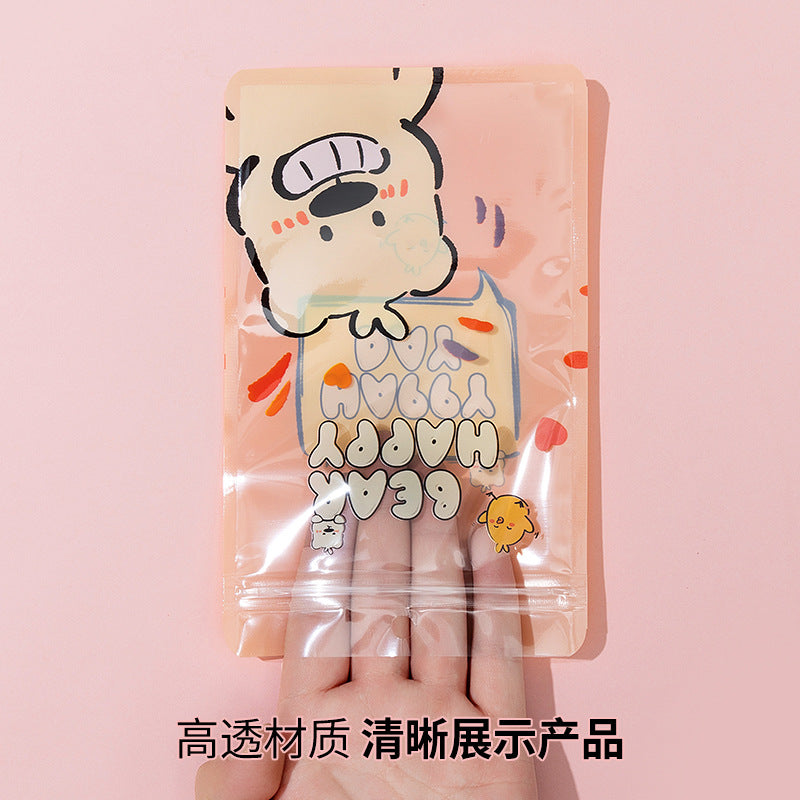 Cartoon Bear Print Zip Lock Plastic Bags 13x21cm Top Seal 10pcs 2