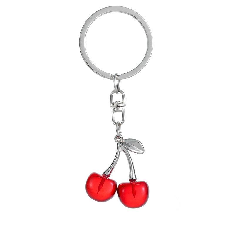Pearl Cherry Keychain Metal Zinc Alloy Black and Red Options 5