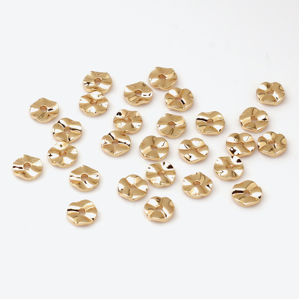 Brass Irregular Ripple Spacer Beads 4-8mm 100pcs 4