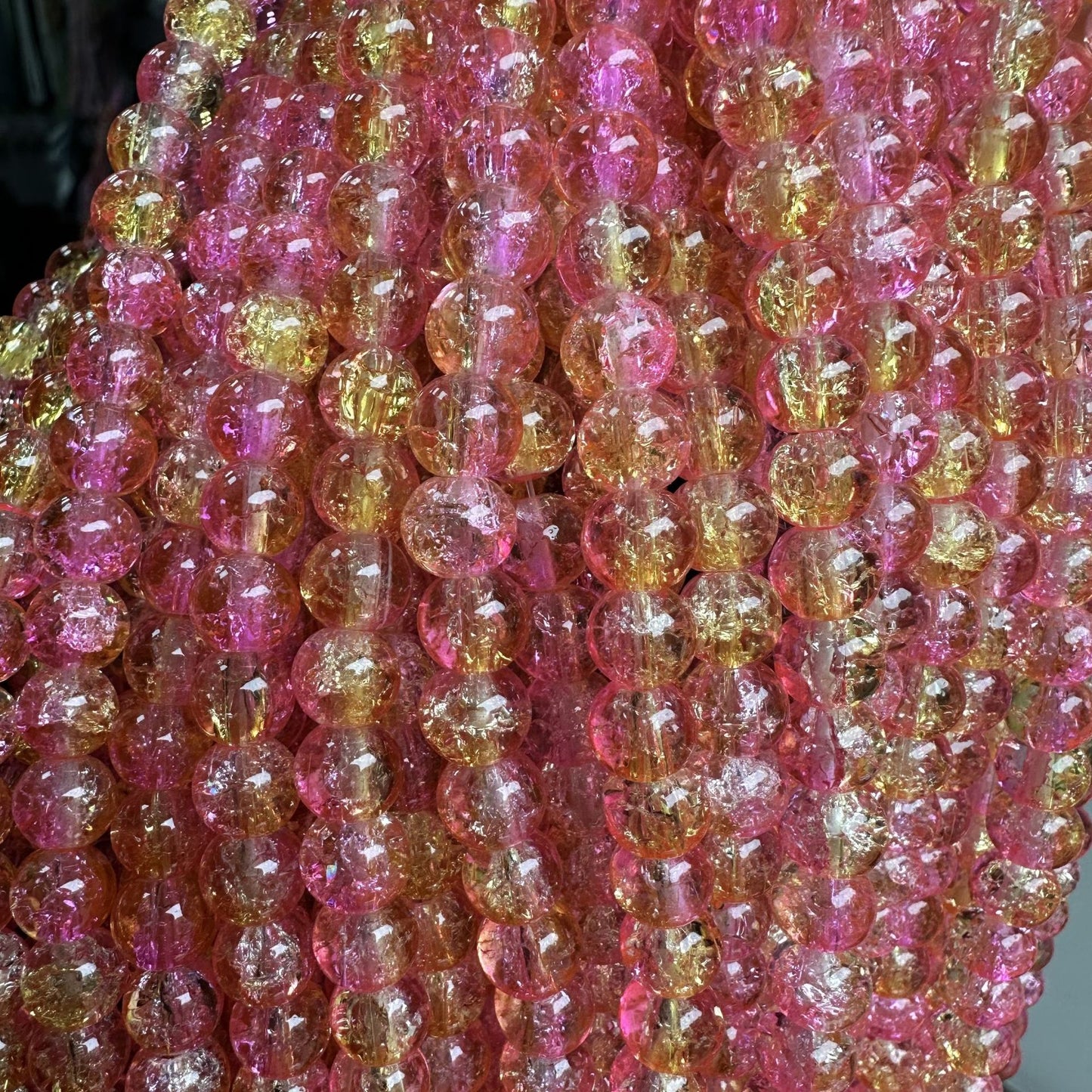 Crackle Glass Beads Round 8mm Dual Color Explosion 10 Strands 31