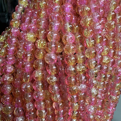 Crackle Glass Beads Round 8mm Dual Color Explosion 10 Strands 31