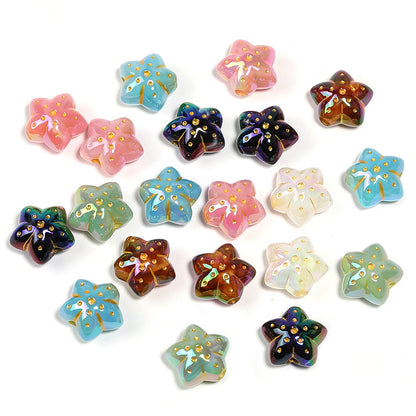 Gilded Star and Twisted Acrylic Beads 16mm Mixed Colors 50pcs 7
