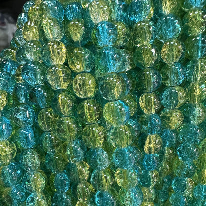Crackle Glass Beads Round 8mm Dual Color Explosion 10 Strands 35
