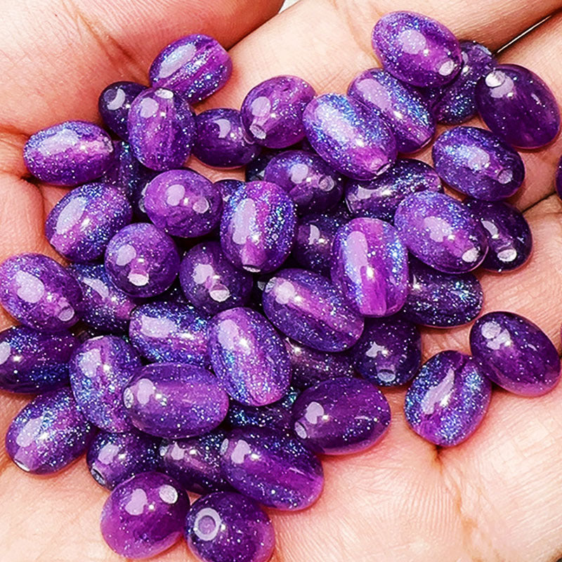 Glitter Oval Resin Beads 8mm 11mm 14mm 18mm Pink Sparkle 30pcs 6