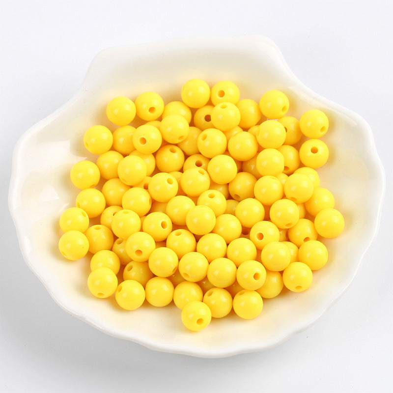 Solid Color Round Acrylic Beads 6mm Glossy Finish 600pcs 10