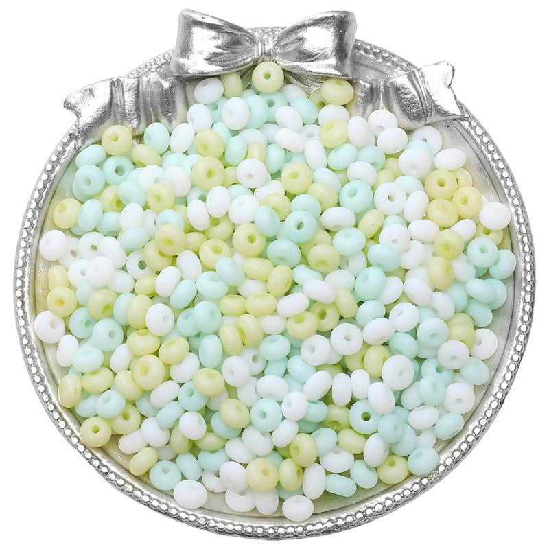 Frosted Abacus Glass Beads 3x6mm Pastel Matte Finish 70pcs 25