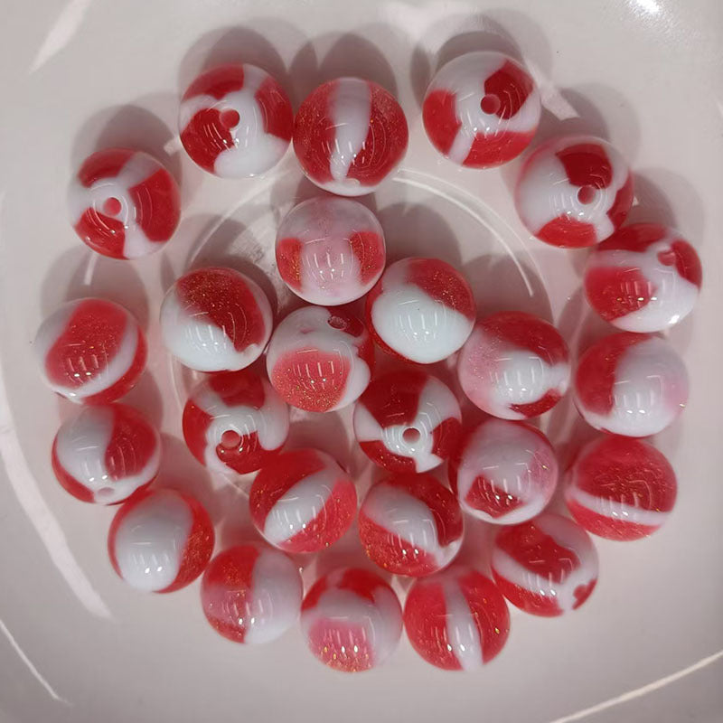 Glitter Cream 10 12 16mm Resin Beads Double Color Swirls 20pcs 3