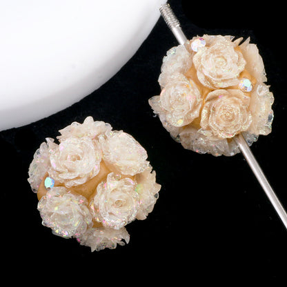 Glow In The Dark Rose Ball Polymer Clay Rhinestone Beads 21mm 6pcs 5