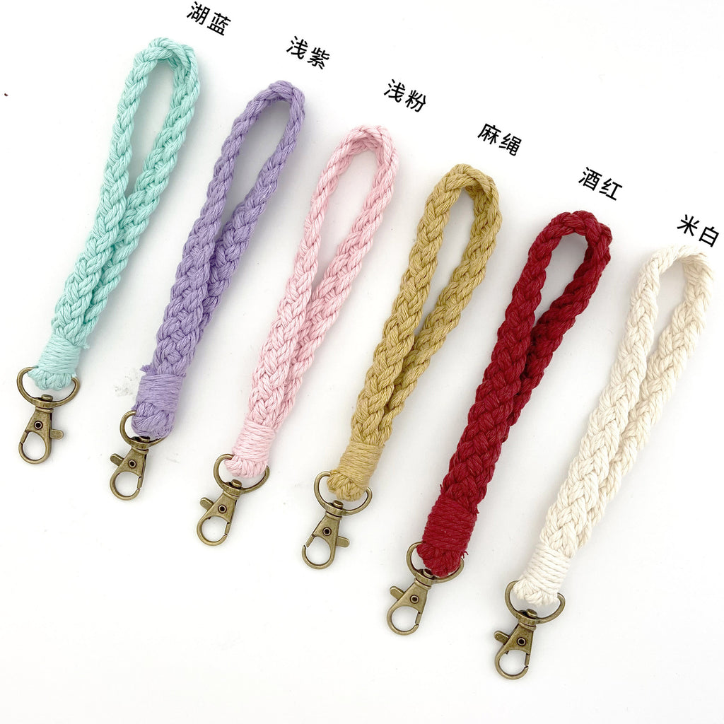 Macrame Crochet Phone Keychain Cotton Rope with Brass Clasp 4pcs 5