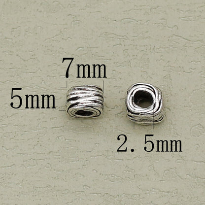 Alloy Irregular Wire Ball Spacer Beads 7mm Large Hole Tibetan Silver Tone 50pcs 6
