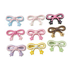 Bow and Star Metal Beads 34mm Painted Pastel Colors 5pcs 2