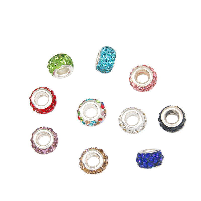 Rhinestone 3-Rows Spacer Beads 12mm Large Hole 50pcs 5