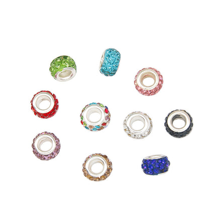 Rhinestone 3-Rows Spacer Beads 12mm Large Hole 50pcs 5