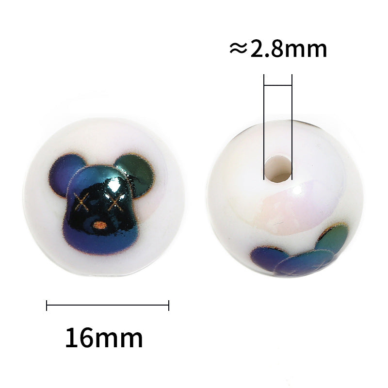 Plating Bearbrick Acrylic Beads 16mm Glossy Jigsaw Pattern 50pcs 3