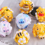 Embellished Bubblegum Beads 17mm Winnie & Stitc Polymer Clay 5pcs 6