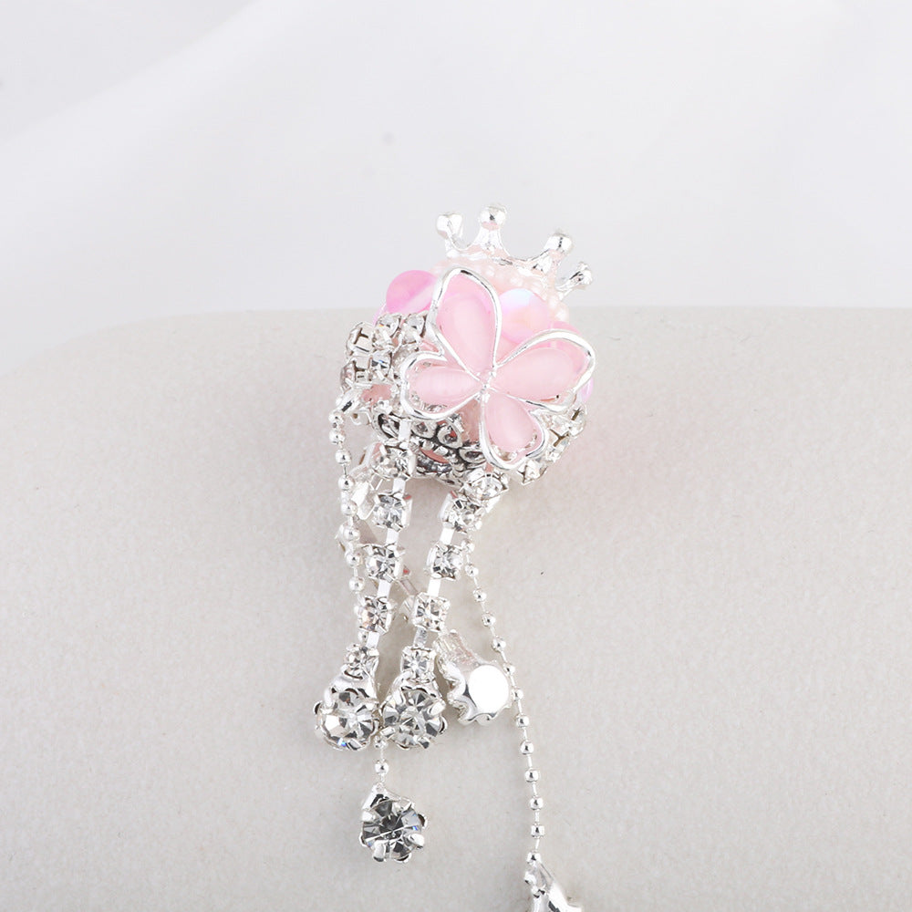Tassel Crown Butterfly Metal Beads 24mm Silver Tone Alloy 6pcs 8