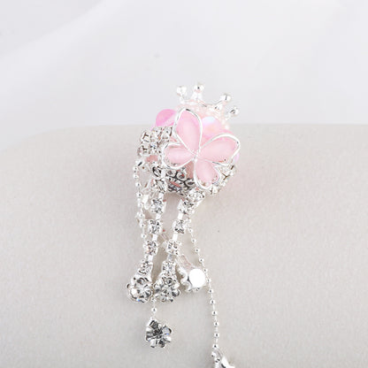 Tassel Crown Butterfly Metal Beads 24mm Silver Tone Alloy 6pcs 8