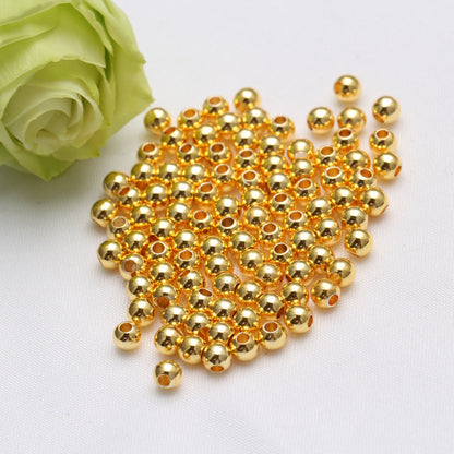 Brass Round Metal Beads 2-8mm Glossy Plating 100pcs 7