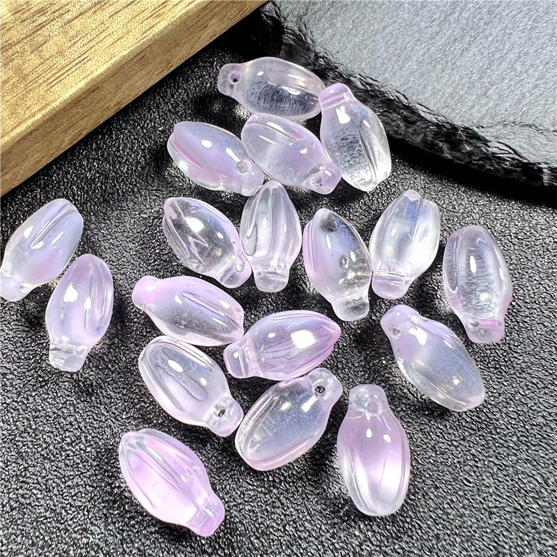 Czech Glass Beads Small Flower Bud 15mm Imitation White Jade 50pcs 8